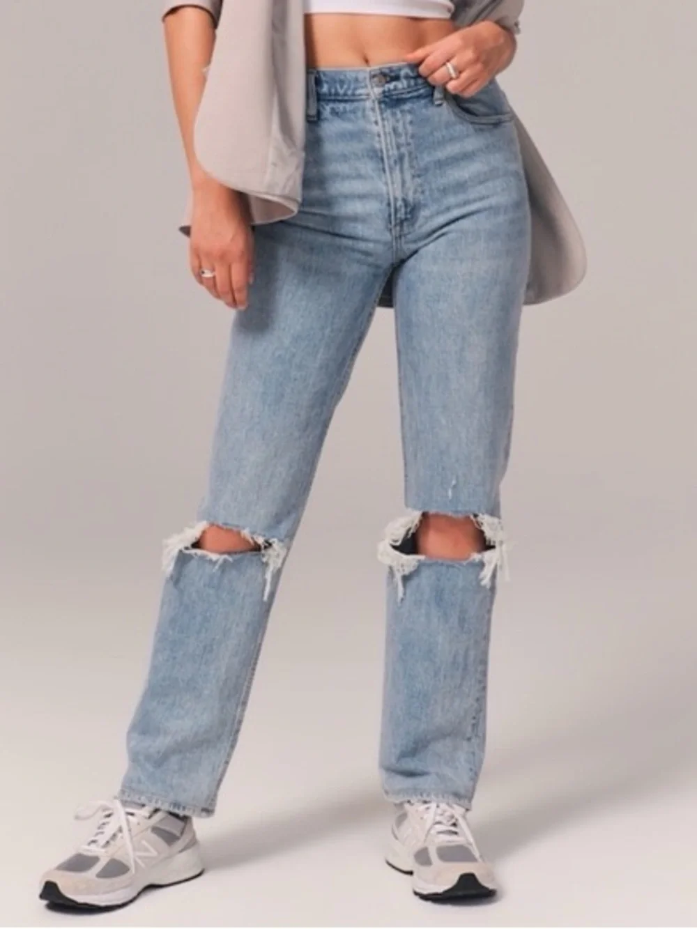 Abercrombie 90s Straight Ultra High Rise Jeans Distressed 30/10R